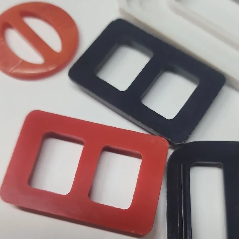 Vintage  Black Blue Red Orange White Belt Buckles Mod Style Scarf Slides